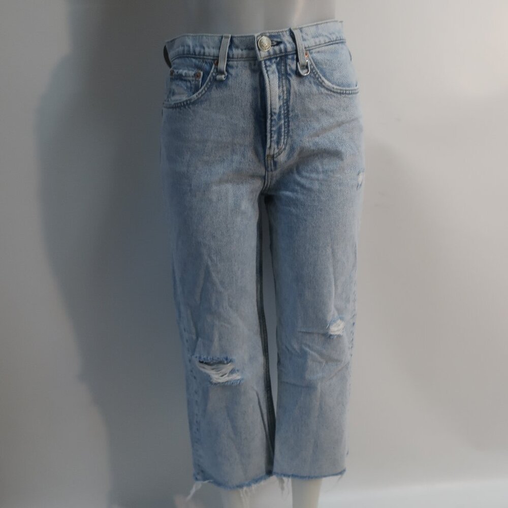 Women Rag & Bone New Girl Ruth Light Blue Super High-Rise Straight Denim Jean 26